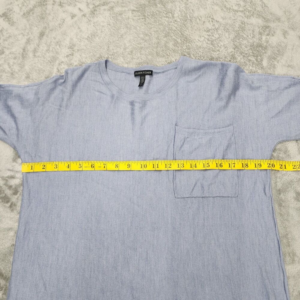 Eileen Fisher Women's 3/4 Sleeve Blue Top Shirt Blouse Size S - Picture 9 of 12